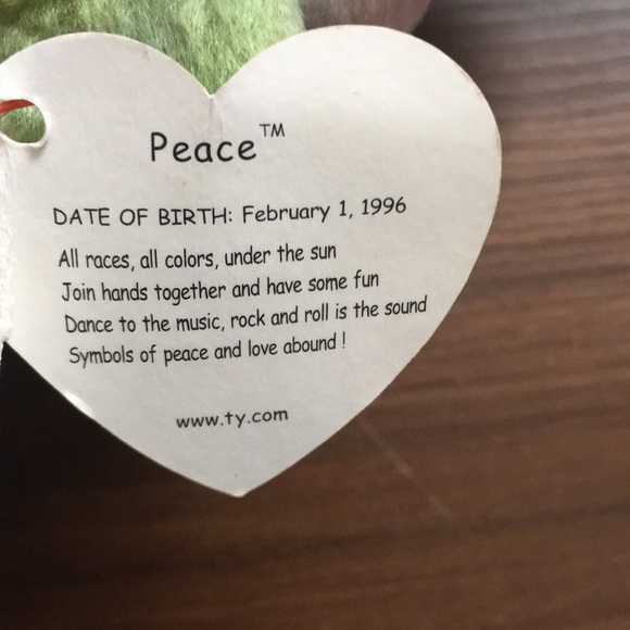 TY Beanie Babies Peace Bear With Numerous Errors - Picture 7 of 9